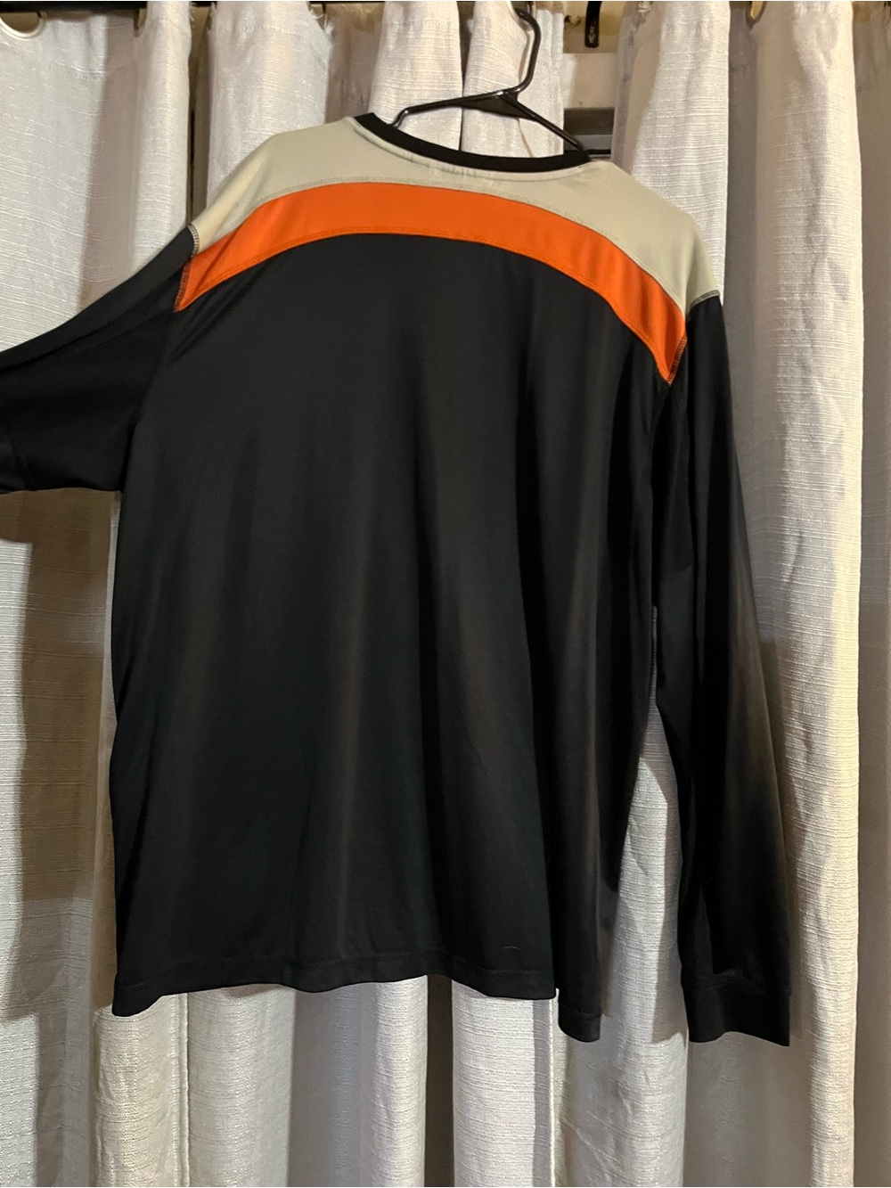 Harley-Davidson Black Long-Sleeve Shirt with Orange Stripe and Cream Yoke
